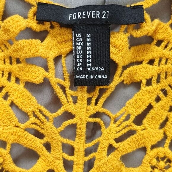 F21 Yellow Crochet Lace Tunic Tank - Medium - Picture 4 of 7